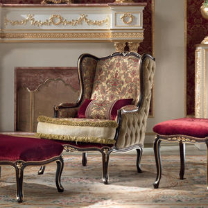 fauteuil de style / en bois massif / en tissu / fait main