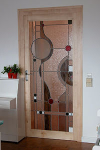 porte d'intérieur / battante / en bois / vitrée