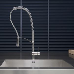 mitigeur en inox / de cuisine / 1 trou / à bec orientable