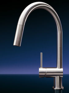 mitigeur en inox / de cuisine / 1 trou / avec douchette extensible