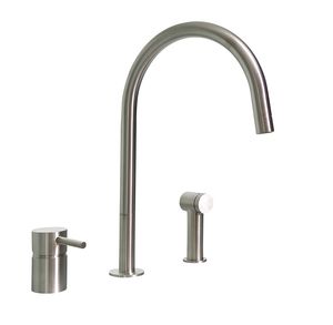 mitigeur en inox / de cuisine / 3 trous / avec douchette extensible
