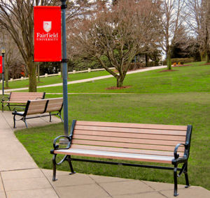 banc public / classique / en plastique recyclé / en fer