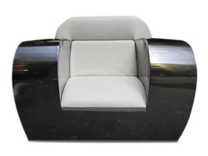 fauteuil design original / en cuir / en acier inoxydable / club