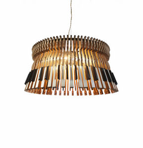 lustre design original / en bois / à incandescence / fait main
