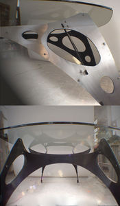 table design original / en verre / en métal / ovale