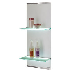 présentoir mural / pour produits de beauté / en bois / en métal