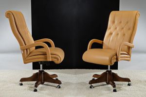 fauteuil de direction classique / en cuir / pivotant / à roulettes