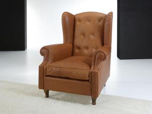 fauteuil classique / en cuir / avec dossier haut / tapissé