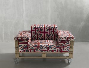 fauteuil de style industriel / en textile / à roulettes / avec accoudoirs