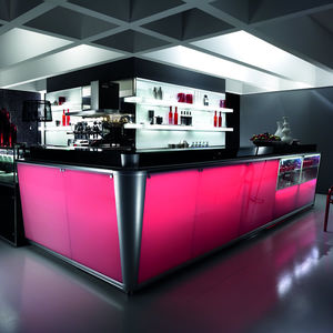comptoir de bar / en verre / en L / lumineux