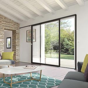 baie vitrée coulissante / en bois / en aluminium / à triple vitrage