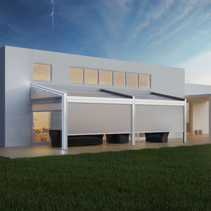 pergola adossée / en aluminium / couverture coulissante en toile / bioclimatique