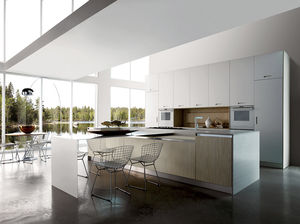 cuisine contemporaine / en stratifié / en bois / avec îlot