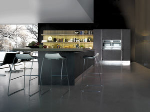 cuisine contemporaine / en aluminium / en bois / avec îlot