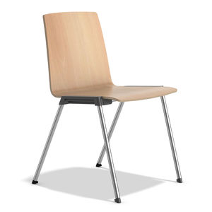 chaise visiteur contemporaine / en bois / en plastique / avec accoudoirs