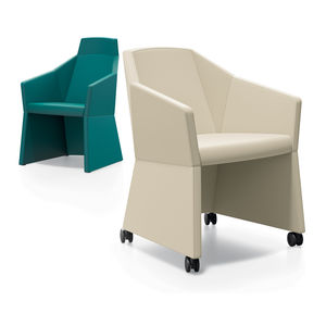 fauteuil visiteur contemporain / en tissu / à roulettes / marron