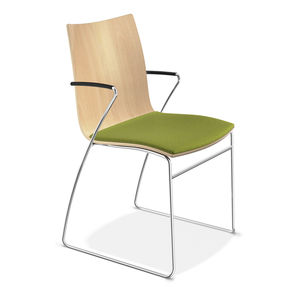 chaise visiteur contemporaine / avec accoudoirs / tapissée / empilable