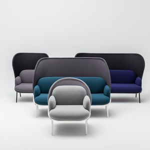 fauteuil visiteur contemporain / en tissu / en acier à revêtement par poudre / avec dossier haut