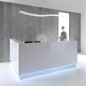 banque d'accueil d'angle / lumineuse / en verre / stratifiée