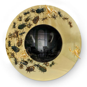 miroir mural / design original / rond / en laiton