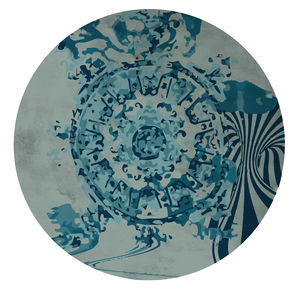 tapis contemporain / à motif / en laine / rond