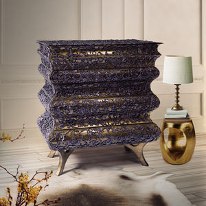 commode design nouveau baroque / en bois vernis / en bois doré à la feuille d'or