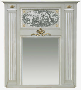miroir mural / de style / rectangulaire / en bois
