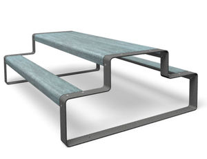 table de pique-nique contemporaine / en métal / rectangulaire / pour espace public