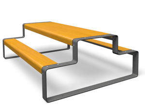 table de pique-nique contemporaine / en métal / rectangulaire / pour espace public
