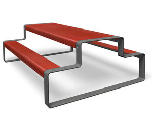 table de pique-nique contemporaine / en métal / rectangulaire / pour espace public