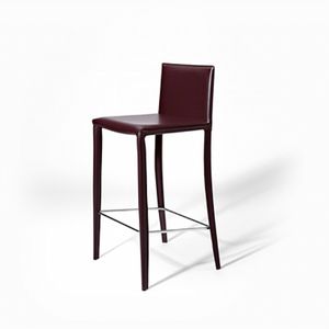 chaise de bar contemporaine / tapissée / en cuir / en acier