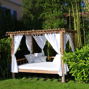 lit de jardin à baldaquin / double / contemporain / en tissu