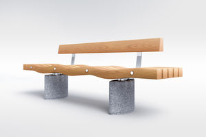 banc public / contemporain / en bois / en inox