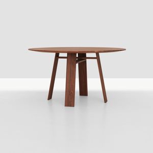 table à manger contemporaine / en bois massif / rectangulaire / ronde