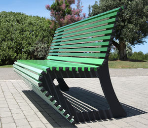 banc public / contemporain / en bois / en acier galvanisé