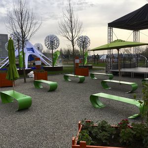 banc public / contemporain / en acier galvanisé