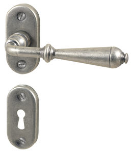 poignée pour porte / en fer / de style / aspect argenté