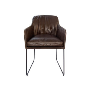 chaise visiteur contemporaine / tapissée / avec accoudoirs / piètement central