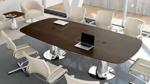 table de réunion contemporaine / en bois / ovale
