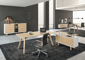 bureau de direction / en bois / en verre / contemporain