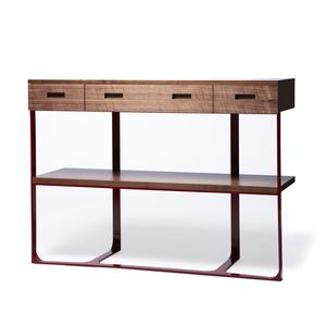 console contemporaine / en noyer / en chêne blanc / en acier