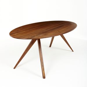 table à manger contemporaine / en noyer / en chêne blanc / ronde