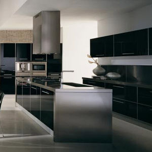 cuisine contemporaine / en aluminium / en stratifié / avec îlot