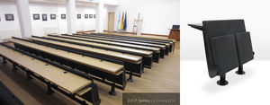 chaise d'auditorium en métal / en tissu / piètement central