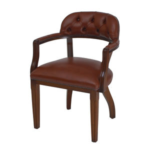 chaise classique / tapissée / avec accoudoirs / en cuir