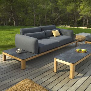 canapé contemporain / de jardin / en teck / 2 places