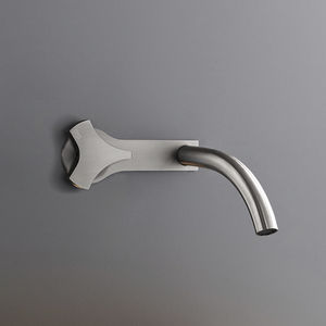 mitigeur pour vasque / mural / en inox / 2 trous