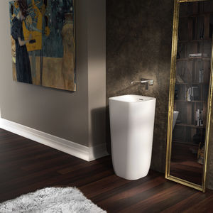 vasque sur pied / carrée / en Solid Surface / contemporaine