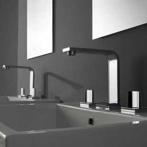 mélangeur pour vasque / mural / en nickel / en métal chromé