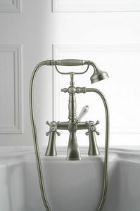 mélangeur pour baignoire / sur plan / en nickel / en métal chromé